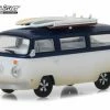 1973 Volkswagen Type 2 Van W/Surf Boards, White W/blue - Greenlight 29956 - 1/64 Scale Diecast Car -Outlet diecast-movie-tv-cars Store 29956 48 GL 1973 VW Type 2 Van w Surfboards 164 1 AZ 33422.1610380343.386.513
