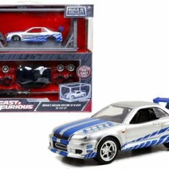 ModelToyCars Brian's 2002 Nissan GT-R R34 Build N' Collect Die-cast Model Kit, Fast &Furious - Jada Toys 31288 - 1/55 Scale Diecast Model Toy Car