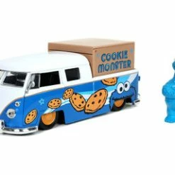 ModelToyCars 1962 Volkswagen Pick Up Bus With Cookie Monster Figure With Sound, Sesame Street - Jada Toys 31751/4 - 1/24 Scale Diecast Model Toy Car