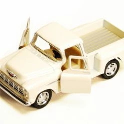 1955 Chevy Stepside Pickup Truck, White - Kinsmart 5330/6D - 1/32 Scale Diecast Model Toy Car
