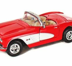 Motor Max 1959 Chevy Corvette Convertible, Red - Motormax 73216 - 1/24 Scale Diecast Model Toy Car