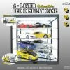 King Creation 4 Layer LED Light Display Case With Mirrored Back & Base- 7840MBK - Display Case For Diecast Cars